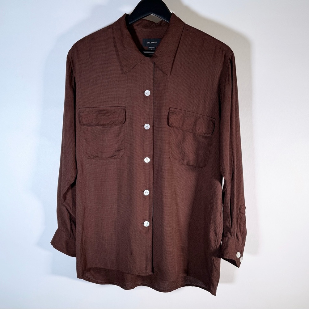 Silk House - Brown Silk Shirt - Mens M